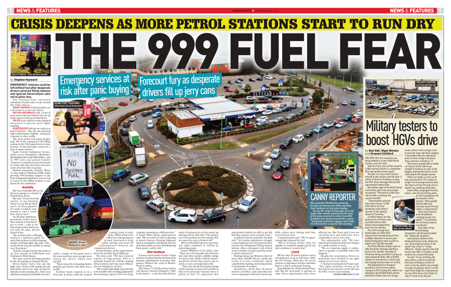 454 5 Petrol Crisis Sunday People
