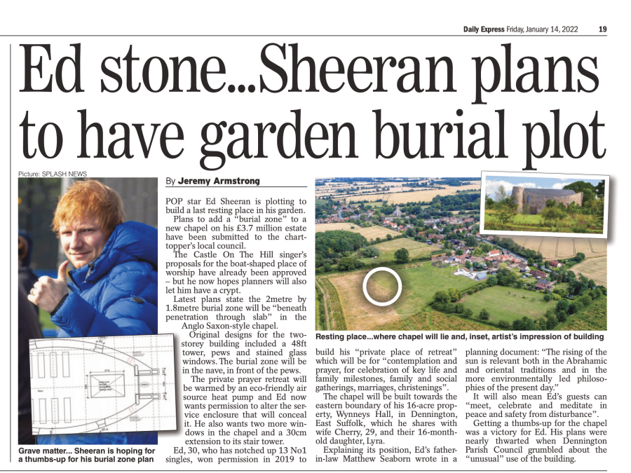Ed Sheeran Burial Zone In Garden