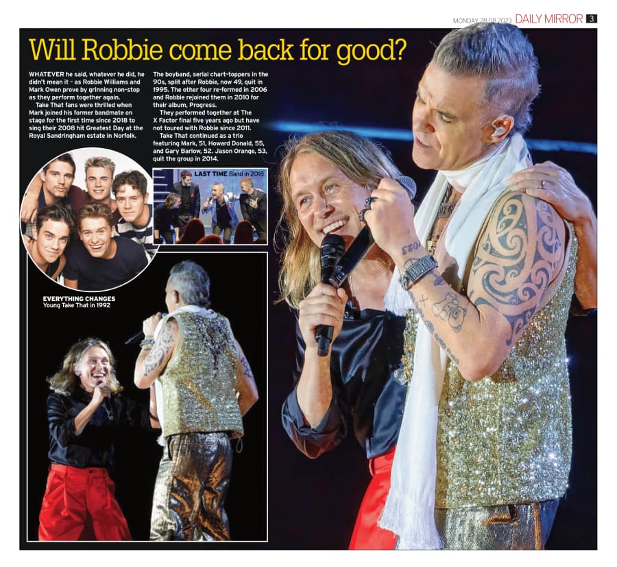 Robbie Williams And Mark Owen Reunite