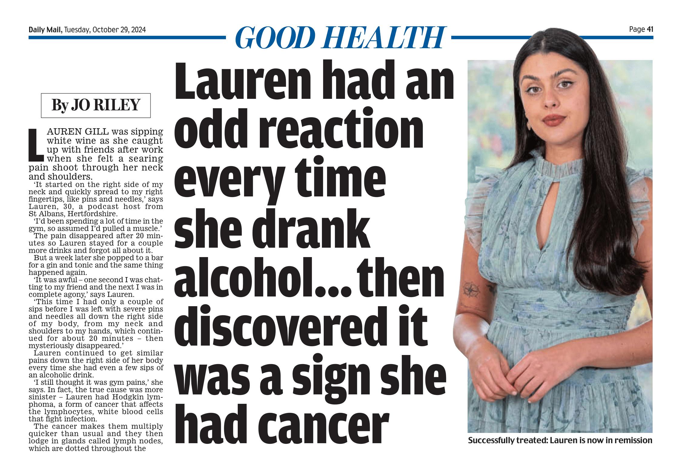 Blood Cancer Diagnosis After Reaction To Alcohol