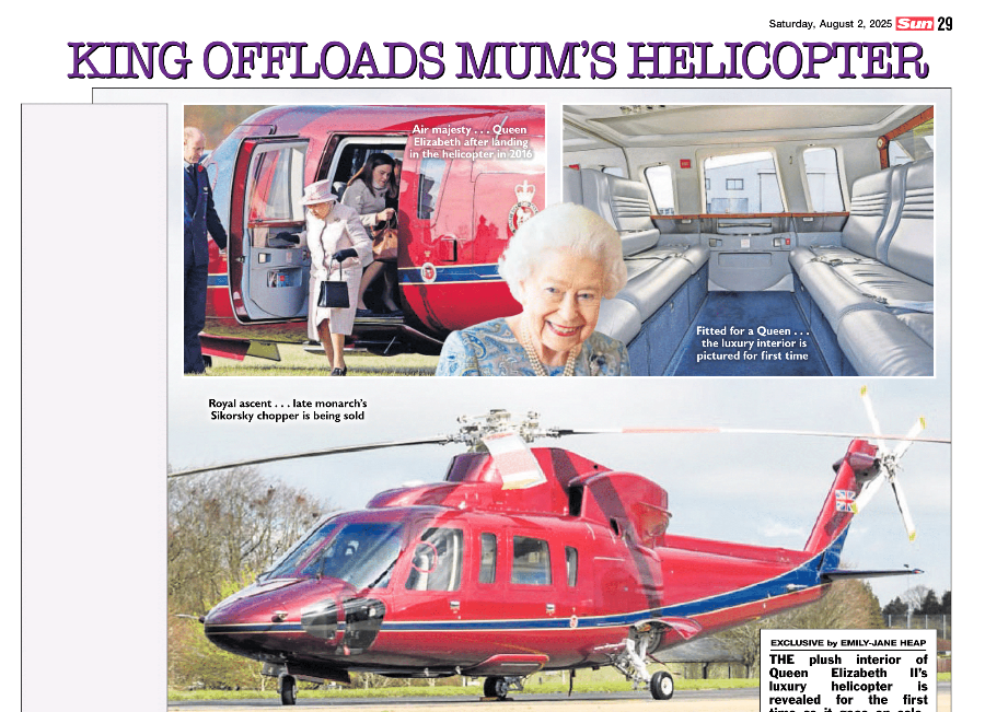 Queen’s Helicopter For Sale