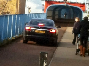 Car on cycle path