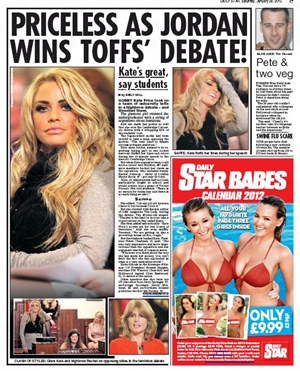 Katie Price cutting Daily Star