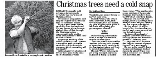 Christmas tress need frost press cutting